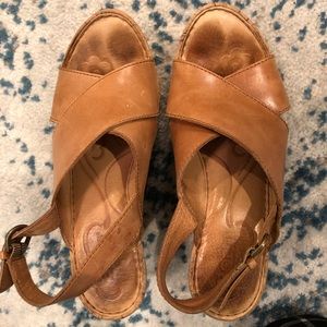Born leather wedge sandals
